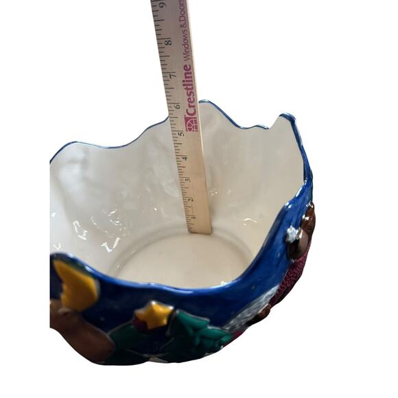 St. Nicholas Square Holiday Christmas Winter Scene Ceramic Bowl Large 1999 Snow - Picture 5 of 6